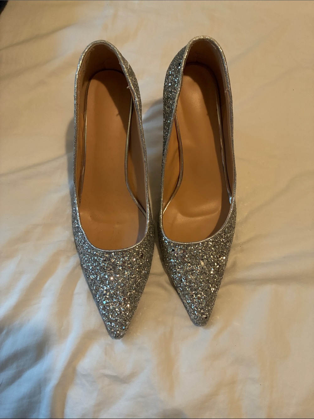 Silver Glitter Pointed-Toe Women's Pumps size 10